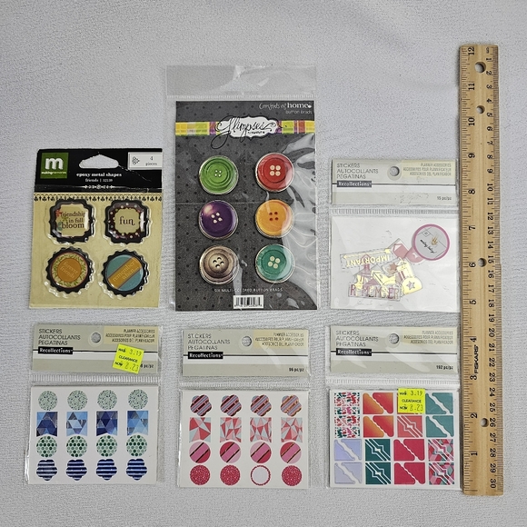 Lot Of Scrapbooking/Planner Accessories - Stickers Epoxy Shapes Button Brads - Picture 13 of 15